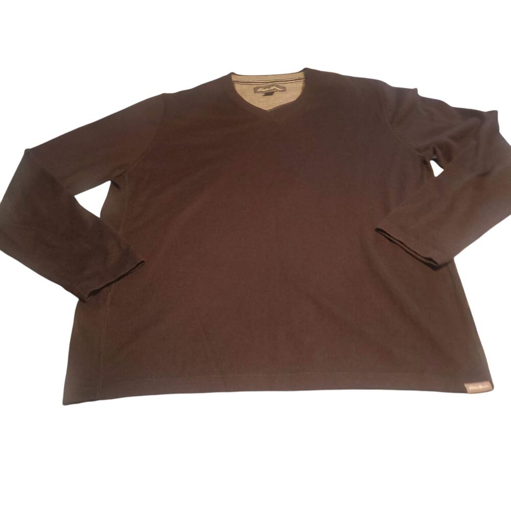 Eddie Bauer Size L Black Cotton Wool Long Sleeve V-Neck Pullover Casual Preppy